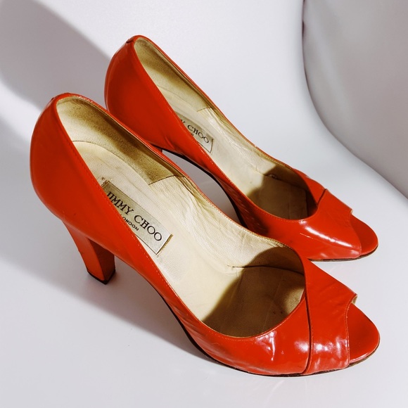 Authentic Red Orange Jimmy Choo Heels size 39. - Picture 2 of 9